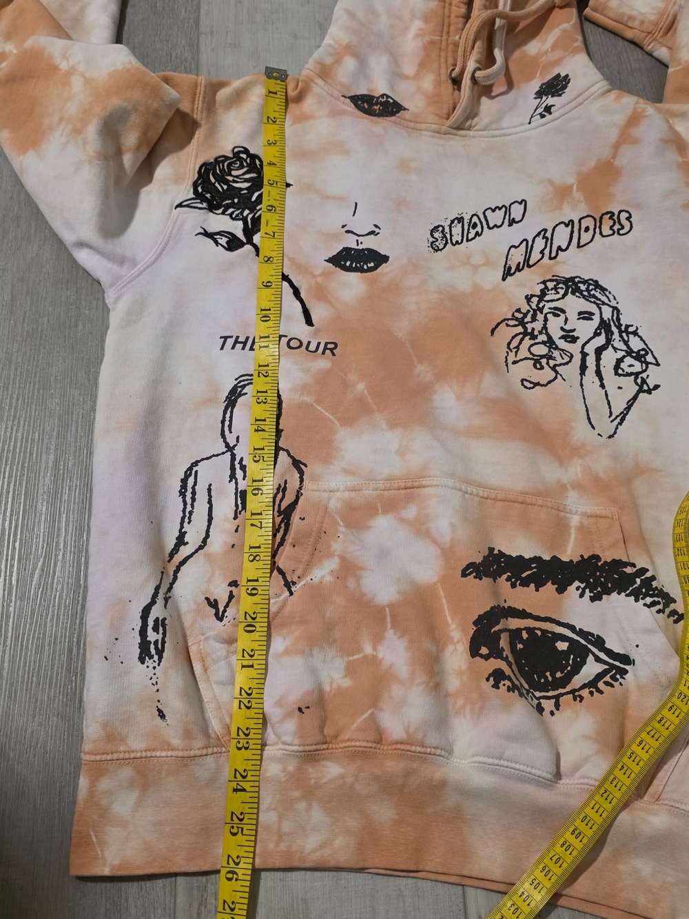 Shawn Mendes The Tour Tie Dye Hoodie Orange Graphic Pullover Size Medium - Picture 10 of 11